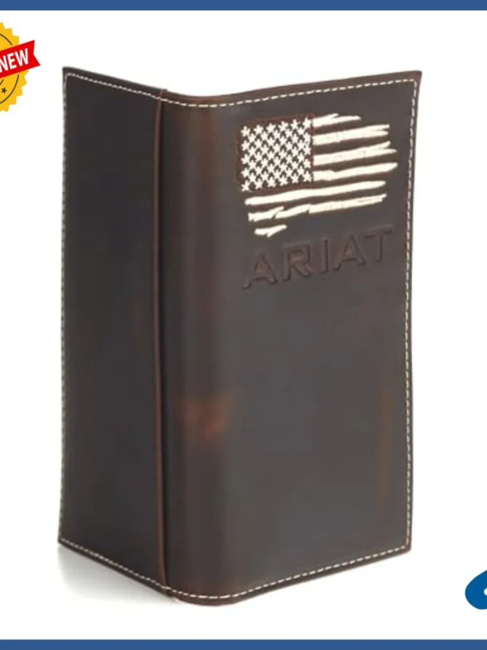 Genuine Leather Bi-Fold Wallet with ID Window and Checkbook Holder